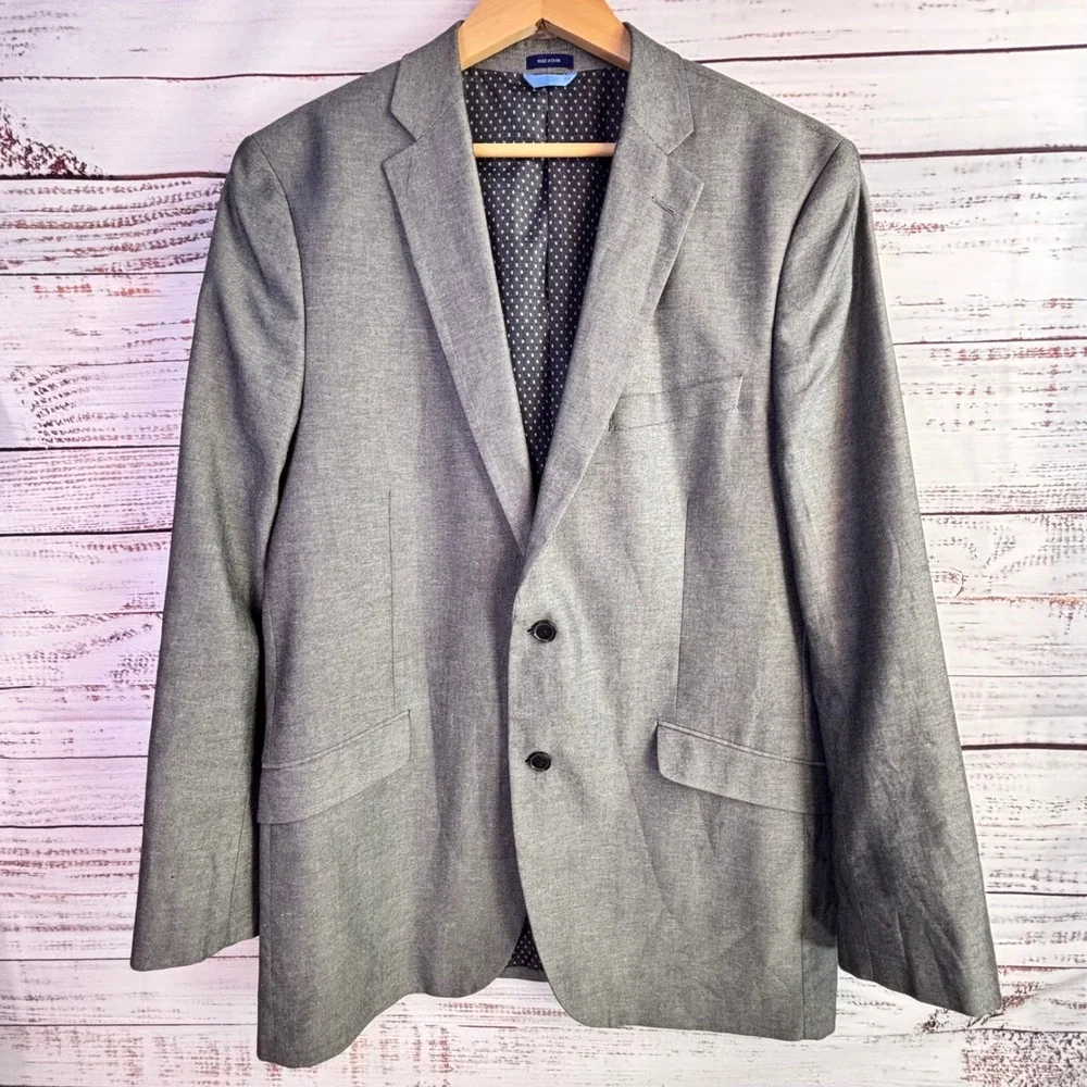 Modern Blazer MADE Cam Newton 42L Grey Cotton/Linen Sport Coat Minimalist Summer